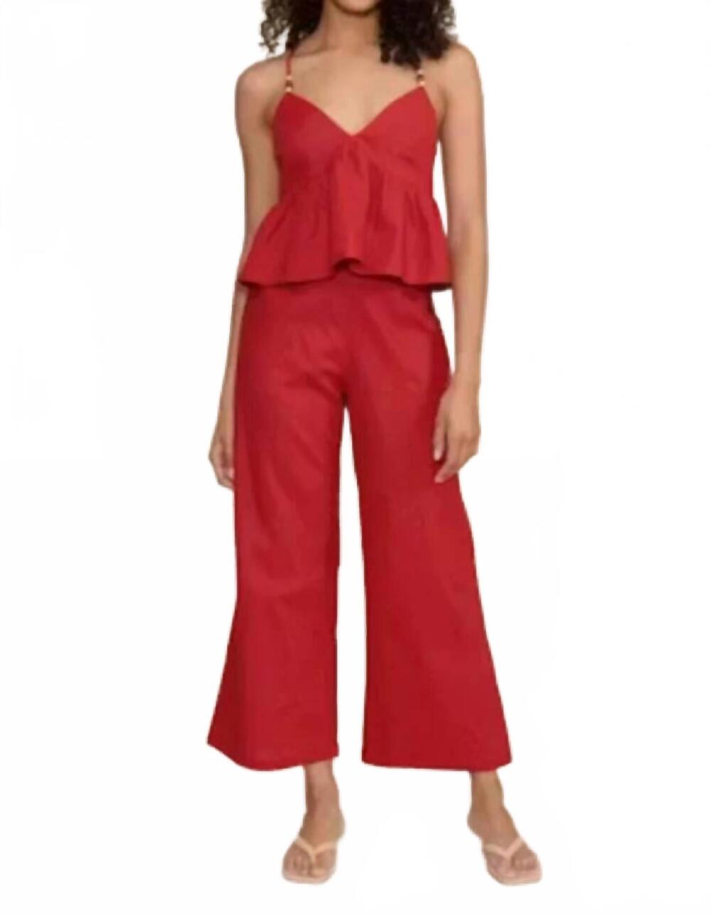 NEW LUCY PARIS women's carson relaxed pant in brick red